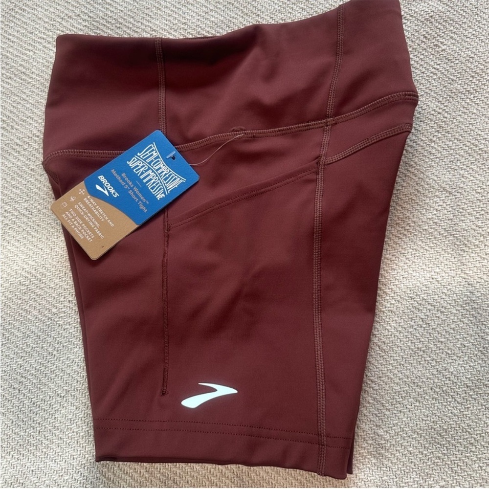 BROOKS Running Method Shorts Size XS NWT Run Raisin 5” Inseam Pockets - Picture 5 of 7